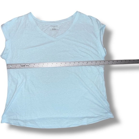 TALBOTS DROP SHOULDER V-NECK TEE - Plus 1X Seaside Blue - Picture 7 of 12